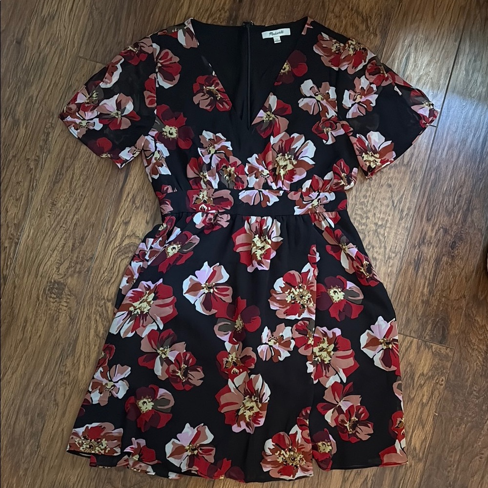 Madewell Red and White V-Neck Sundress